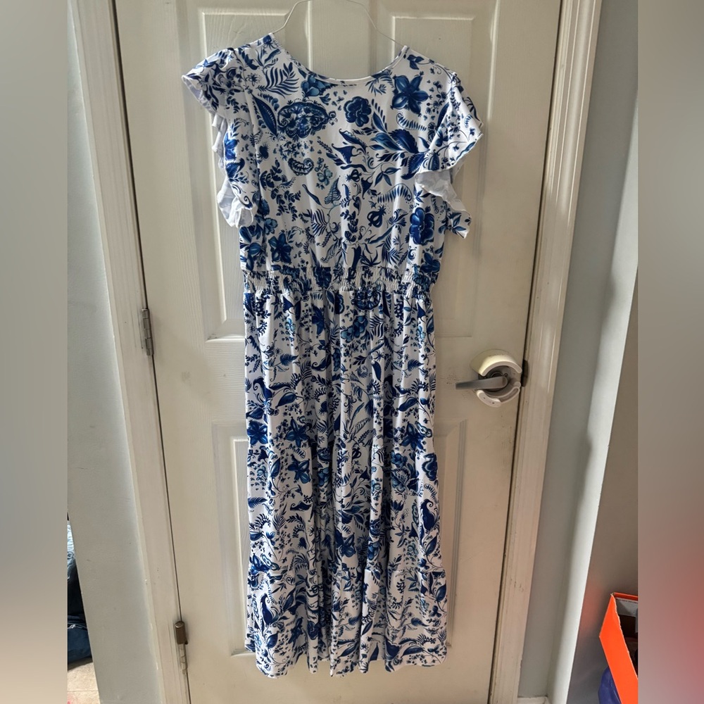 Floral Blue and White Women's Dress